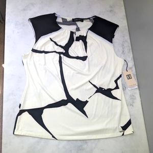Ivanka Trump Black & White Top /  Elegant Sleeveless Blouse by Ivanka Trump